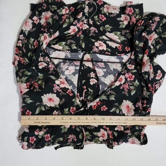American Eagle Boho Chic Black Floral Dress Size Small Missing Back Loop - Picture 10 of 13